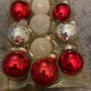 Elegant Red and Silver Glass Holiday Ornaments